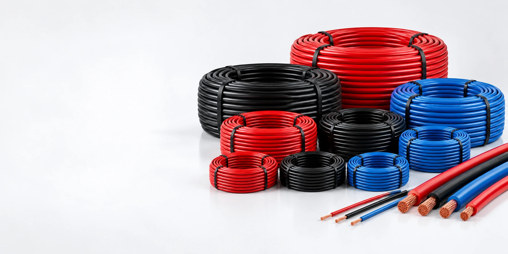 Composição ilustrativa de rolos de cabos elétricos